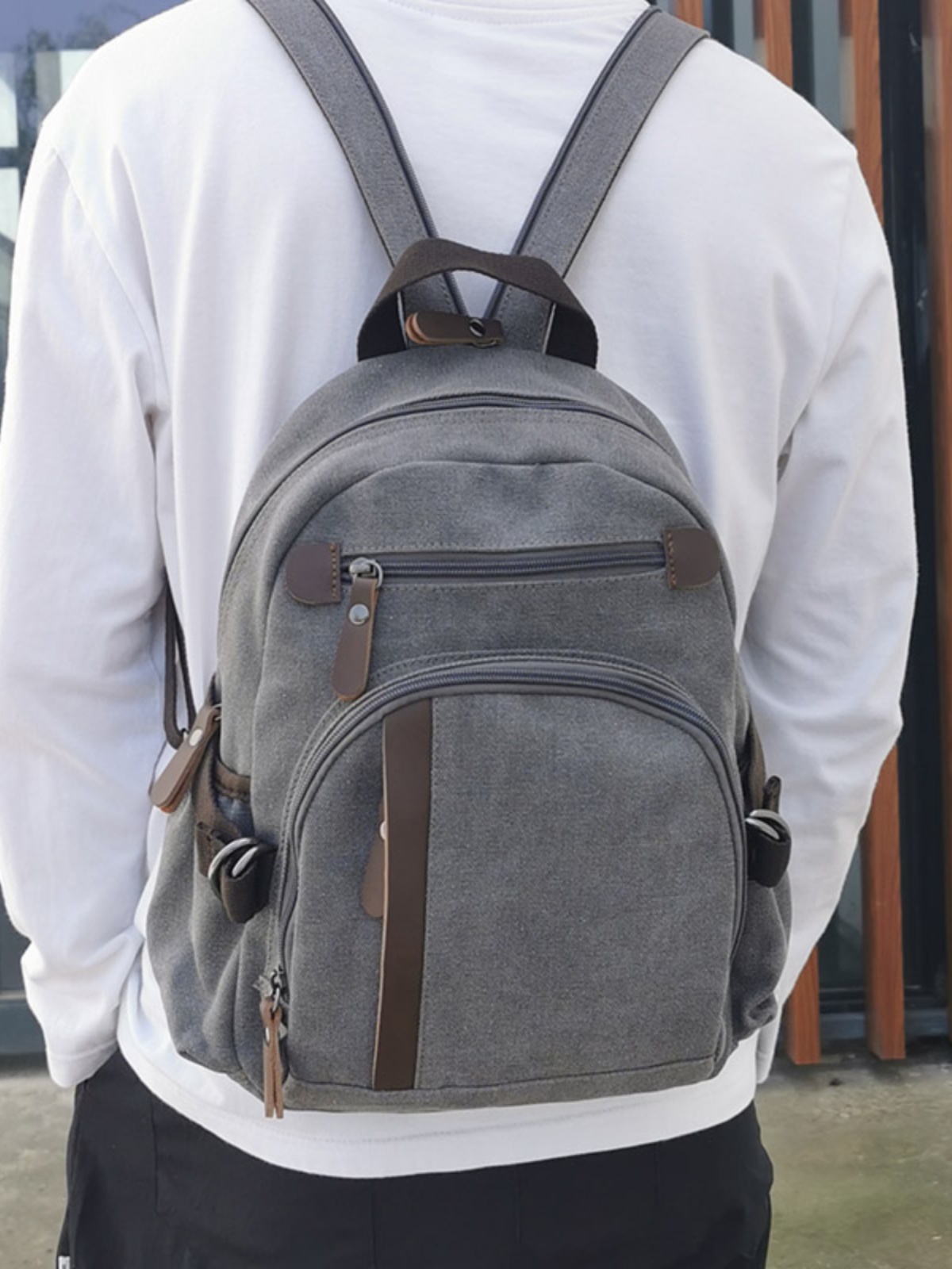 Canvas Backpack Casual - 小さなキャンバスバックパックメンズスポーツ多機能チェストバッグカジュアルハイキングバッグトレンディな女性用トラベルバッグ通勤スタイル