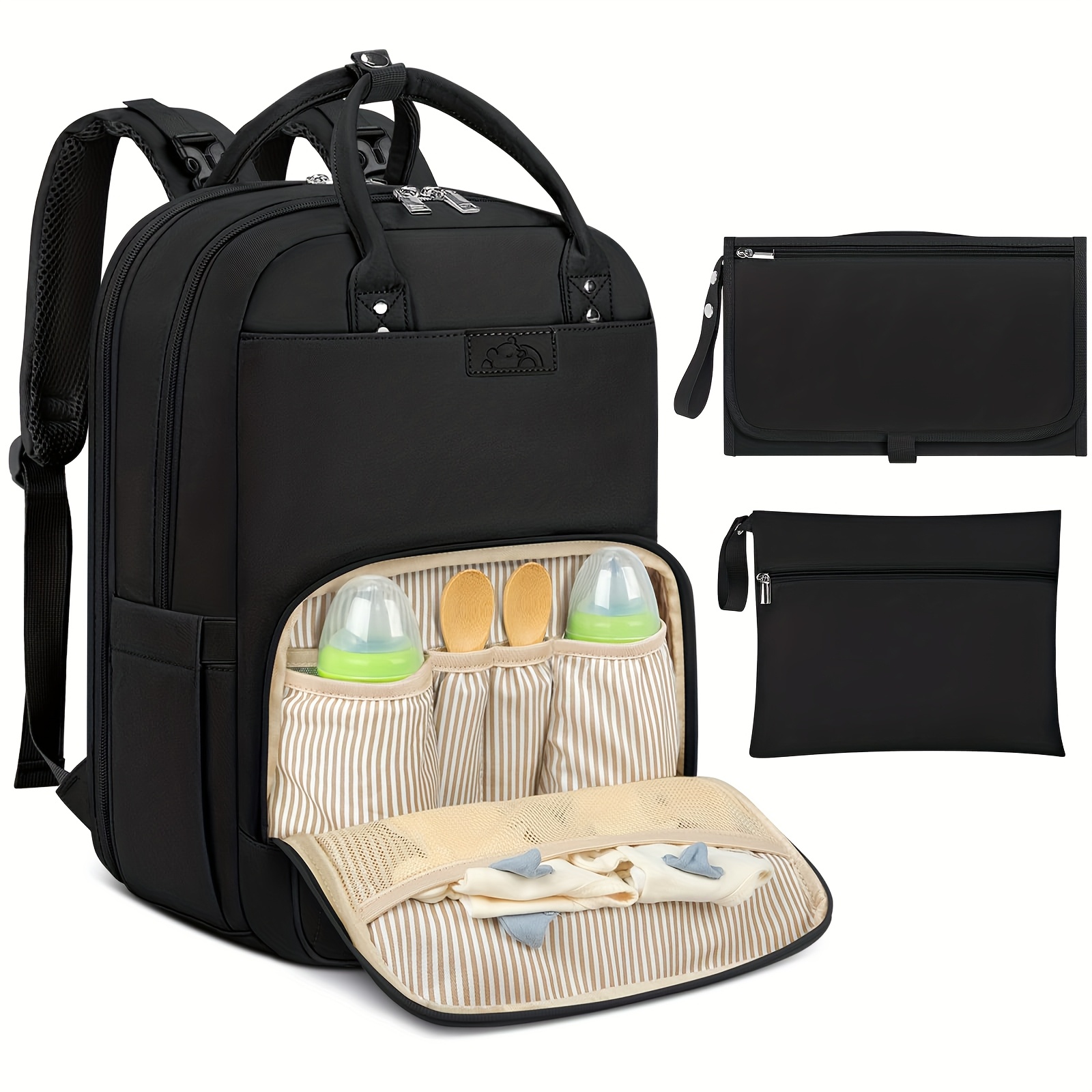 Backpack Diaper Bag - NEWHEY おむつバッグ バックパック ポータブルおむつ交換マット付き おむつバッグ 多機能おむつバッグ