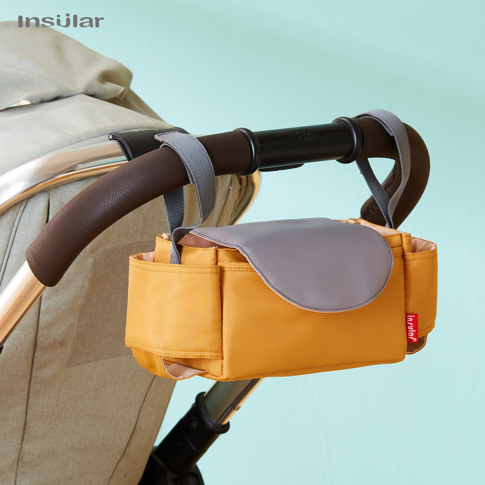 Backpack Diaper Bag - INSULAR ベビーカーオーガナイザー マミー用おむつバッグ カップホルダー付き ハンギングバスケットフック ユニバーサルベビーカーアクセサリー