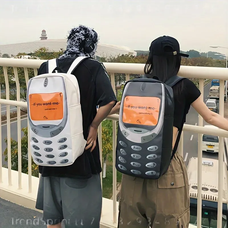 女性用クリエイティブ大容量バックパック、面白い携帯電話プリン - Fashion Backpack Women のレビューと価格