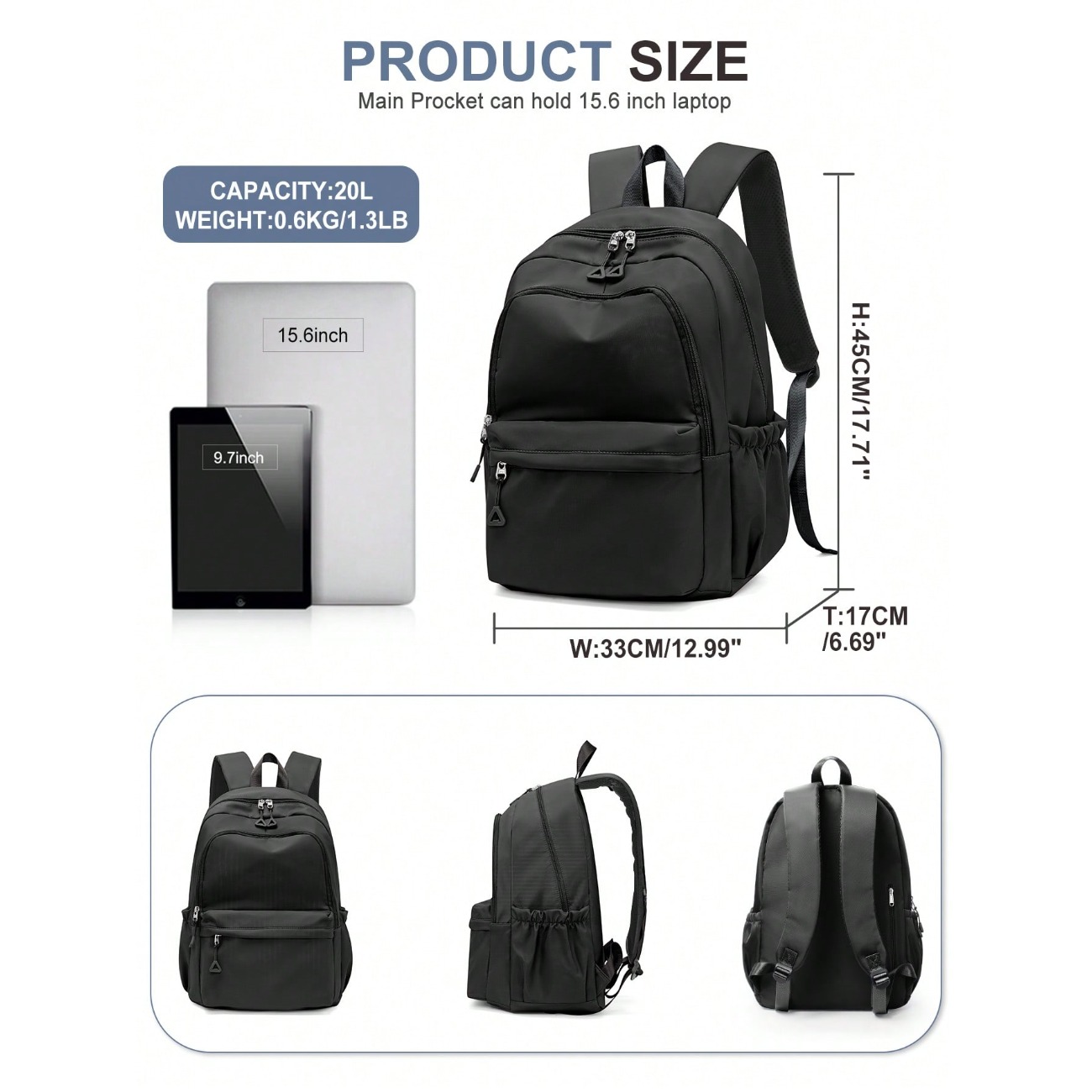中学生・高校生向けバックパック（男女兼用）、14インチ・15 - Laptop Backpack 15.6 のレビューと価格