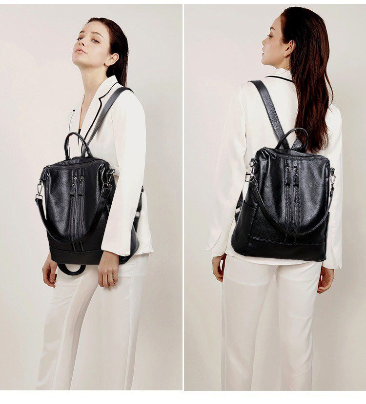 女性ソフトレザーバックパックスクールブラックカジュアル多機能 - Mini Backpack Purse のレビューと価格