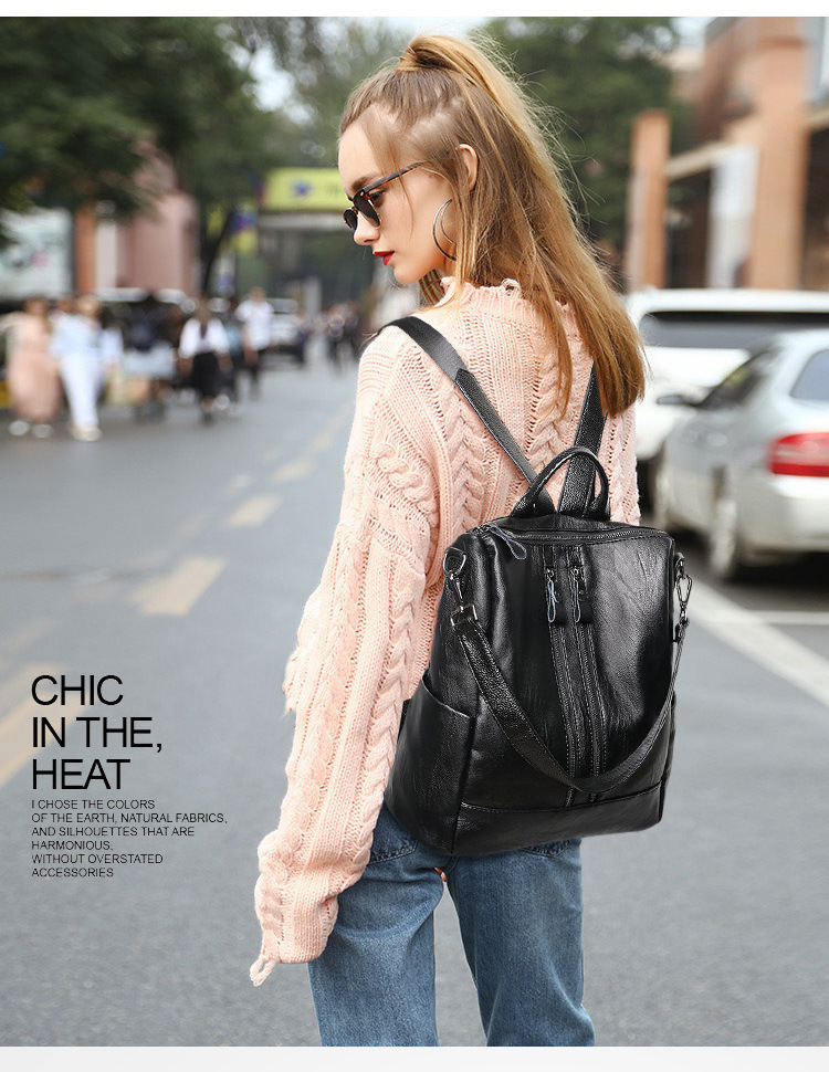 女性ソフトレザーバックパックスクールブラックカジュアル多機能 - Mini Backpack Purse のレビューと価格