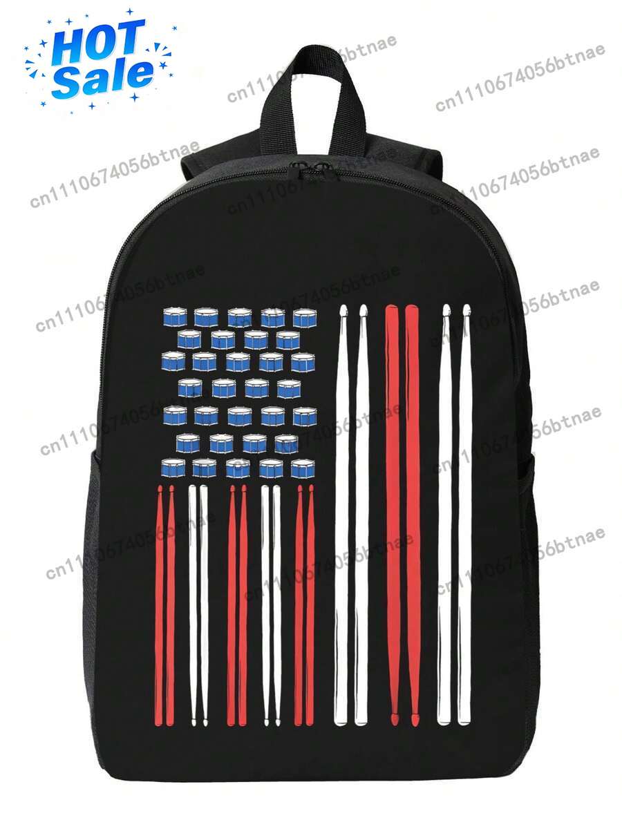 ドラムスティック US アメリカ国旗 3 ユニセックス ティ - School Backpack Teen のレビューと価格