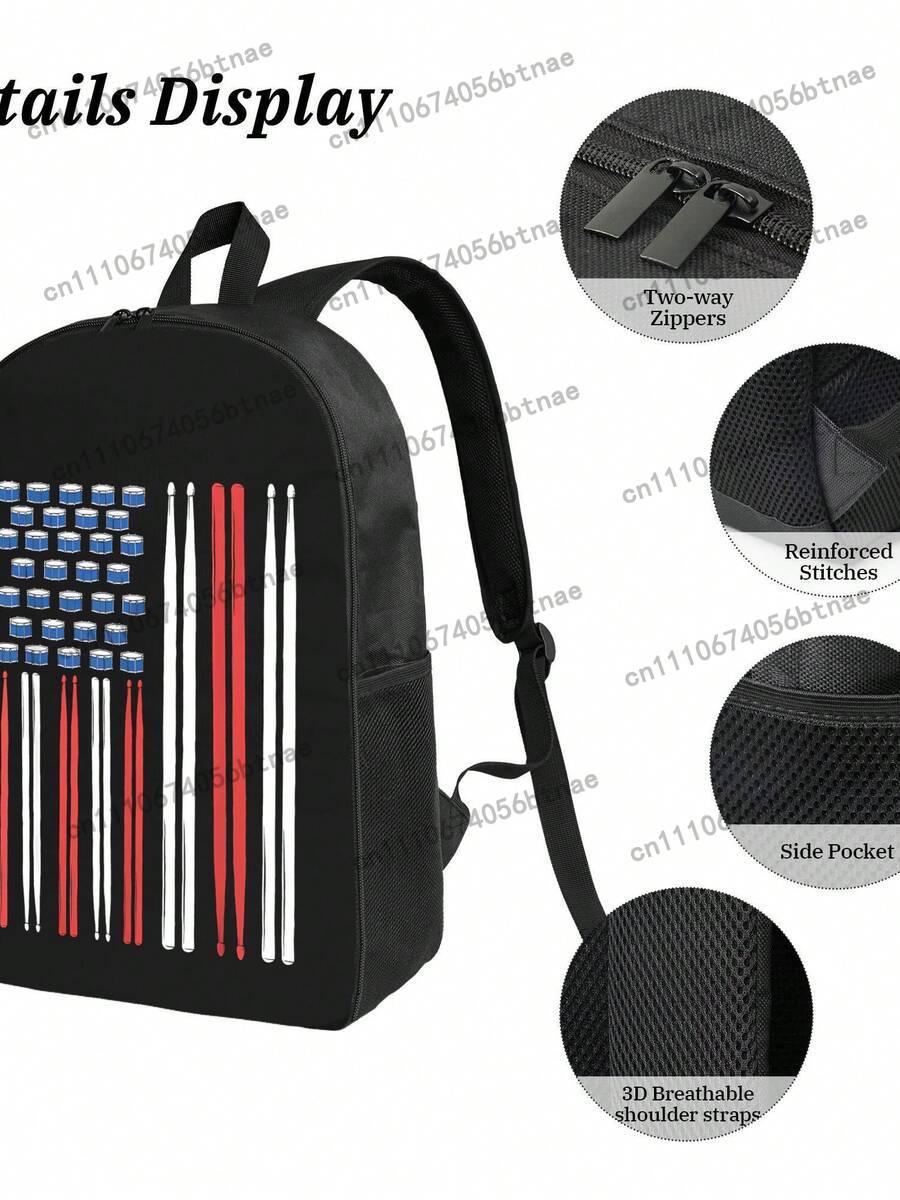 ドラムスティック US アメリカ国旗 3 ユニセックス ティ - School Backpack Teen のレビューと価格