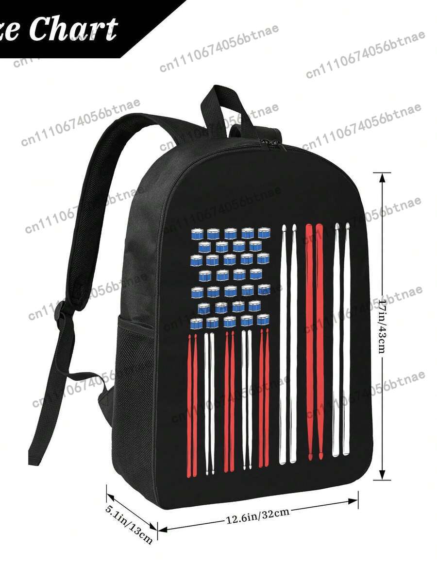 ドラムスティック US アメリカ国旗 3 ユニセックス ティ - School Backpack Teen のレビューと価格