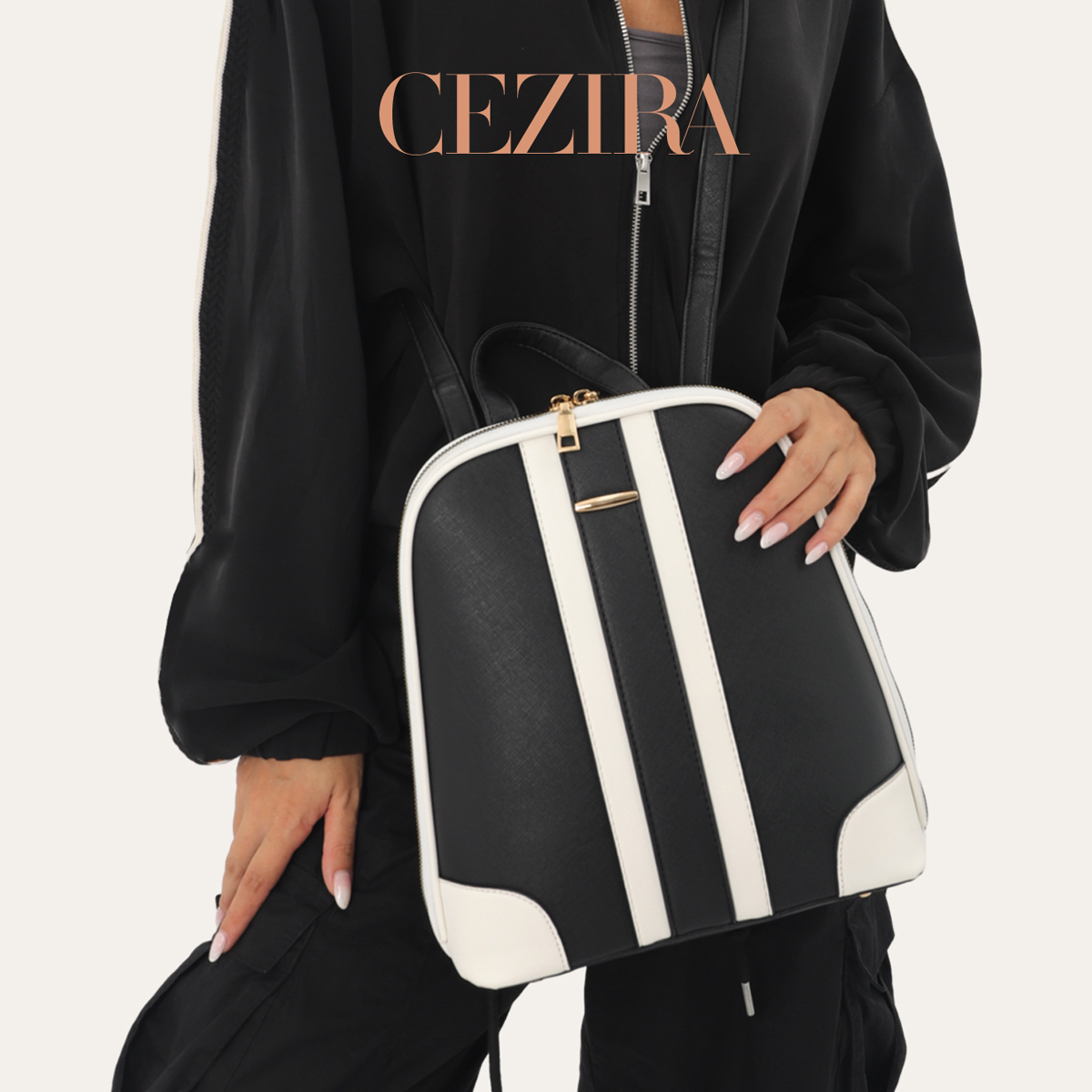 CR ファッション ストライプ パッチワーク バックパックセ - Fashion Backpack Women のレビューと価格